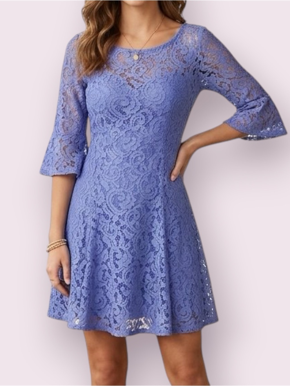 Free People Gypsy Mountain Mini Dress Dutch Blue Lace Fit & Flare Skater Size 4